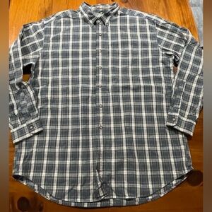 L.L.‎ Bean Men's 100% Cotton Plaid Long Sleeve Button Down Shirt Size XL